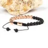 Stenen Sieraden Groothandel 10 stks / partij Hoge Kwaliteit 6mm Lava Rock Stone Vlechten Armbanden Mix Goud, Zilver, Rose Goud, Zwarte Kleuren Nice Gift