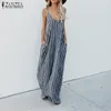 2018 zanzea verano vestido de rayas mujeres sexy v cuello tiras de algodón suelto lino maxi vestido largo casual baggy fiesta playa vestidura