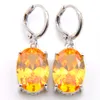 10Prs Luckyshine Classic Fashion Fire Oval Yellow Cubic Zirconia Gemstone Silver Dangle Earrings for Holiday Wedding Party