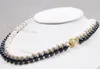 Collana di gioielli di moda con perle coltivate Akoya autentiche a 2 file da 7-8 mm nere/bianche