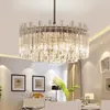 Luxo moderno lustre de cristal lâmpada redonda cristais pingente luminárias tubo vidro luz teto para sala estar quarto decoração
