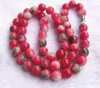 Naturlig godis färg persika jade röd och grön skatt rosa pärla halsband kvinnor kristall smycken hängande kedja