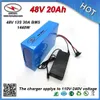 Hot Selling PVC Cased 48V 20AH 1000W Electric Scooter Bike Batteri byggd 18650 Cell 30a BMS + 54.6V 2A Laddare Gratis frakt