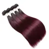 Visone Capelli Vergini Brasiliani Capelli Lisci Tesse 3/4 Fasci 1b 99J Fasci Diritti Di Seta Borgogna Ombre Tessuto Due Toni Dei Capelli Umani