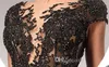 Schwarze Elie Saab Meerjungfrau Perlen Kleider Flügelärmel Spitze Applizierte Günstige Formale Abschlussball-Partykleid Vestidos Roter Teppich Abendkleider