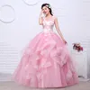 Shippin libero colore rosa filato ragazze abito da sposa 2018 nuova moda semplice arte femminile esame abiti abito parte abiti da sposa