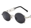 نظارة شمسية من Peekaboo Retro Steampunk Men Round Vintage Summer Metal Frame Black Oval Sun Glasses for Women Red Male Gift