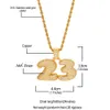 Collier avec pendentif lettre à bulles personnalisé pour hommes, numéro 23, Hip Hop, entièrement glacé, zircone cubique, or argent, pierre CZ 219L