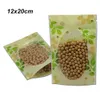 12x20 cm 50pcs Lot plástico stand malas Folhas Verdes Zipper fechamento Armazenamento de alimentos com Rodada Limpar janela Resealable Poly Bolsa para Beans Nut