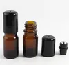 إعادة الملء لفة 5ML على زجاجات الأسطوانة للزيوت الأساسية حاويات زجاجة عطر مزيل العرق مع غطاء أسود LX1162