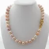 Handmade natural 10-11 mm multicolor pearl necklace micro inlay zircon accessories gold the leopard head clasp sweater necklace long 45 cm