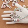 925 silver Handmade Porcelain Ceramic Big Hole Beads 60pcs/lot Mix 14X9mm Fit European Charms Bracelets Jewelry DIY