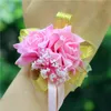 Nowe Sztuczne Kwiaty Dekoracje Ślubne Bridal Hand Flower Druhny Siostry Siostry Nadgarstek Corsage Foam Rose Symulacja Fałszywe kwiaty WX9-399