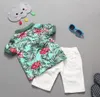 2 stücke Kleinkind Kinder Jungen Fashion Sets Blume Polo Shirt + Weiß Kurze Hosen Outfits Baumwolle Sommer Kleidung Set