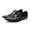 Zapatos de vestir con punta de oro dorados Moda Estampado floral Hombres de cuero genuino Zapatos Hombres de negocios italianos Zapatos formales