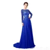 2019 New Fashion Long Evening Dress Illusion Jewel Neck Pearls Sash A-Line Floor Length Tulle Cheap Celebrity Party Gowns Prom Dress