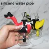 In-stock multi-colors Glass Bong Vs Silicone Dab Rig Fluorescent Straight Tube Beaker Bongs Beautiful Water Pipes Oil Rigs silicone bubbler