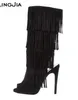 Stivali da donna 2018 Autunno Casual Camoscio nero Nappa Peep Toe Slingbacks Cerniera Sandali con tacco alto Confortevole Grande