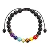 7 Chakra beaded strands Yoga Bracelet Men Lava Healing Balance Beads Reiki Buddha Prayer Natural Stone Frosted black agate Bracelets drop ship