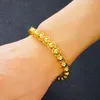 Massives Perlen -Laternenarmband Gelbgold gefüllt Punkmenschen 7,87 "Handgelenk Kette High Polishedlink Link