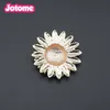 Gold Tone Sunflower Flat Back Flower Brooches for Women Rhinestone Crystal Pin Brooch for Wedding Bouquet