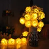 LED Rose Luz 10LED 20LED 40LED 8 cores Xmas Party Flor Luzes Cordas AAA Battery Painel Solar Garden Home Deco