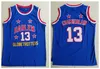 Mi08 Mens Wilt Chamberlain Harlem Globetrotters # 13 Maillots de basket-ball Chemises de broderie bleues vintage cousues S-XXL