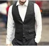 2021 Modest Grey New Wedding Groom Gilet di lana monopetto a spina di pesce Tweed Gilet Groomsmen Gilet Abito da uomo Gilet Gilet Custom Made