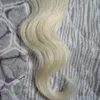 Kroppsvåg Peruvian Virgin Hair Skin Weft Tape Hårförlängningar 100g 40 bit Blondin 18 20 22 24 26 tum