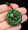 Nieuwe Natuurlijke Jade China Groene Jade Hanger Ketting Amulet Lucky God Beast Pixiu Standbeeld Collectie Zomer Ornamenten Natuursteen