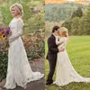 Romântico 2018 Lace Manga Longa Vestidos de Casamento V Neck Longo Boho Country Vestidos De Noiva Custom Made A Partir De China EN12235