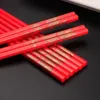 Chinese Traditional Wedding Pattern Chopsticks Happy Event Red Tableware Wedding Gift Kitchen Tools fast shipping F20173905