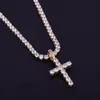 Men/Women Hip hop Jewelry Zircon Cross Necklace Pendant Necklace Charm Bling With 4mm Tennis Chain For Gift drop shipping