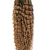 Ljusbrun mikro ring mänsklig hårförlängning 100 g remy micro loop mänskliga hårförlängningar brasilianska djupt lockigt jungfru hår