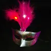 maschera led di halloween lampeggiante piuma donne veneziane ragazza maschere per il viso all'ingrosso Masquerade Party bambini maschere per gli occhi costumi maschere sexy