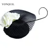 Fascia per cappello base per fascinator da matrimonio nero Sinamay di alta qualità con fiore di seta avorio fermaglio per capelli highend da donna cocktail di nozze h9098288