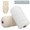 Nieuwe Katoenen Koord Touw Voor Diy Thuis Textiel Ambachtelijke Boheemse Macrame BOHO String Handgemaakte Decoratieve Accessoires 3mm x 200m2547