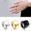 Square Big Width Signet Rings Fashion man Finger Silver Men Ring Titanium Steel Jewelry New Fashion5167460