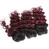 Ombre Weave Bundles Brazilian Deep Wave lockigt hår 8-10 tum 3st/set för helhuvud 166g/set