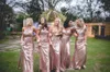 Vestidos de dama de honra longos de estilo diferente com lantejoulas de ouro rosa para casamentos vestidos de dama de honra elegantes vestidos de festa formais272n