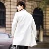 ホワイトメンズウインドブレーカージャケットファッションビジネスカジュアルメンズロングコート若いスリム暖かい快適な服装カーキブルートレンチ