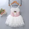 2018 Barnkläder Avtagbara Swan Wings Princess Party Girls Klänningar Sundress Sommar Tutu Kids Dresses For Girls Toddler Baby Tjej Kläder