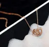 Süße Liebhaber-Halskette für Frauen Zirkonia Doppel-Herz Halskette Pednant Mode-Kragen-Halskette Vintage-Schmuck