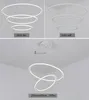40cm 60cm 80 cm Nowoczesne światła wisiorek do salonu jadalni okrągłe pierścienie Akrylowe Aluminium Ciało LED Lampy sufitowe LED