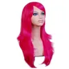 Long Wavy Wig Peruca Vermelho Vermelho Puprle Puprle Pink Blue Sliver Cinzento Loira Marrom 70 cm Perucas de Cabelo Sintético Frete Grátis