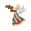 New Christmas Angel Brooch Colorful Rhinestone Enamel Gold-plated Alloy Pin Girl With Wing and Horn Brooch Fashion Jewelry