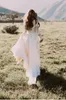 보헤미안 아이보리 긴 소매 국가 웨딩 드레스 쥬얼리 레이스 Applique 라인 시폰 신부 가운 맞춤 제작 플러스 크기 Boho 웨딩 가운