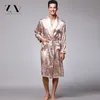 Summer Dragon Bathrobe For Men Print Silk Robes Male Senior Satin Sleepwear Satin Pajamas Long kimono Men Gown Bathrobe