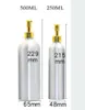 Алюминиевый лосьон бутылка бутылка Золотая крышка металлическая эмульсионная контейнер пустая косметическая упаковка 3050100120150250500ml1074094