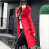 2017 Vinter Kvinnor Hooded Coat Fur Collar Tjockna Varma Lång Jackor Kvinnors Coat Girls Long Slim Big Fur Jacket Down Parka